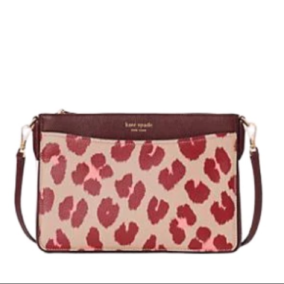 kate spade Handbags - Kate Spade Margaux Pink Burgundy Leopard Crossbody Purse Bag